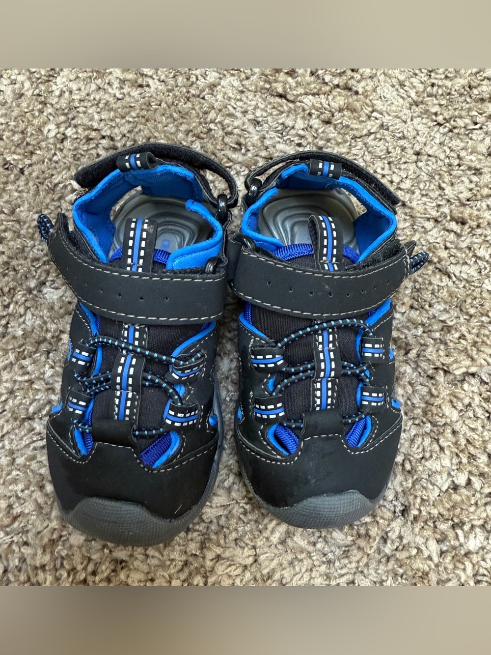 Crown Vintage Black and Blue Kids Active Sandals